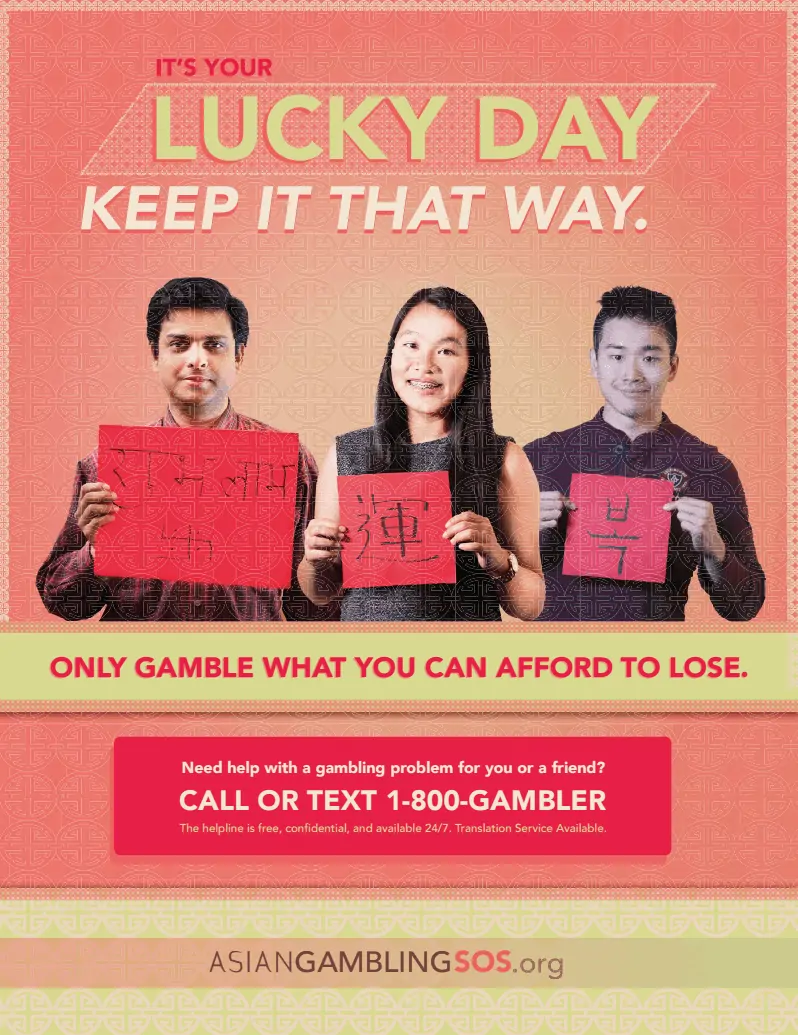 It's your lucky day, keep it that way - asian gambling poster